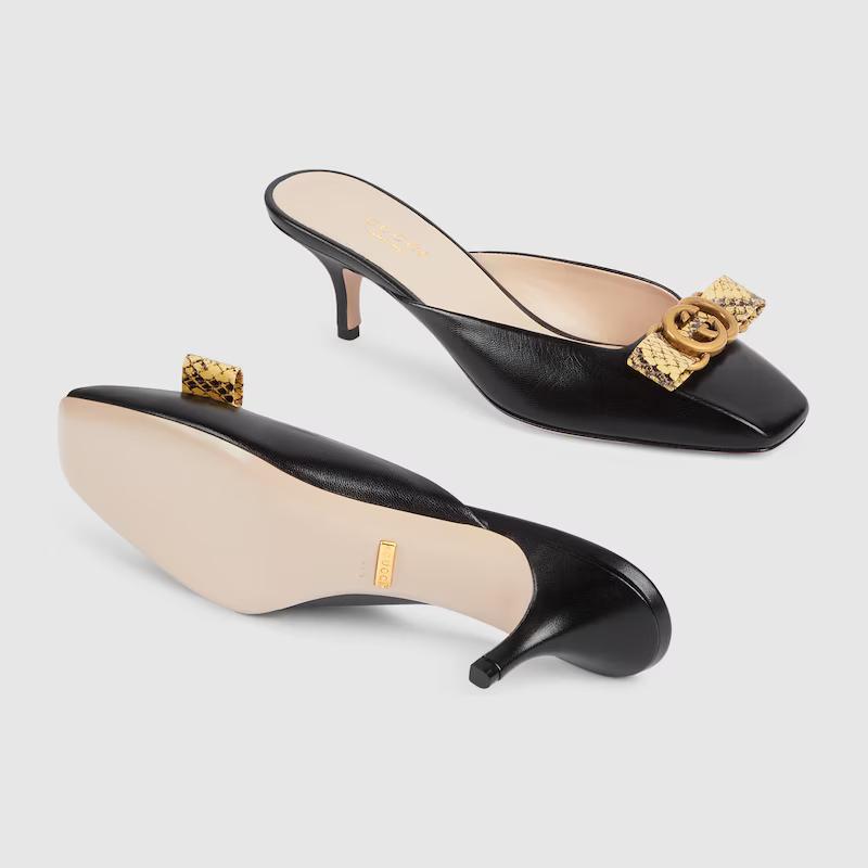 Giày Gucci Interlocking G Mule Nữ Đen