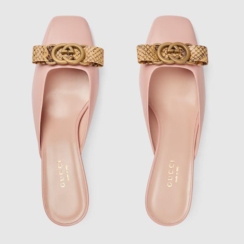 Giày Gucci Interlocking G Mule Nữ Hồng