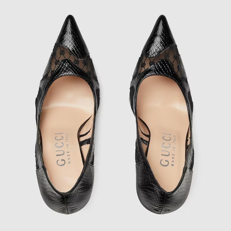 Giày Gucci Python Print Pump Nữ Đen