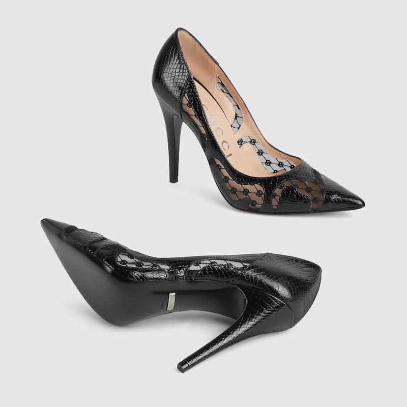 Giày Gucci Python Print Pump Nữ Đen