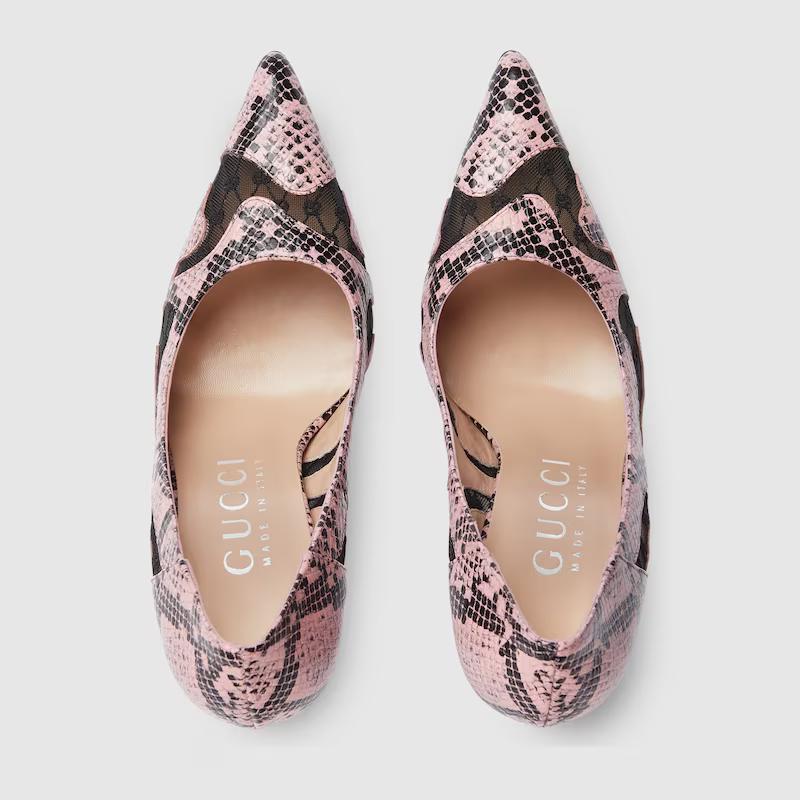 Giày Gucci Python Print Pump Nữ Hồng