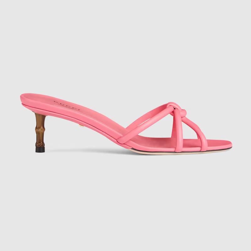 Giày Gucci Slide Sandal With Bamboo Nữ Hồng