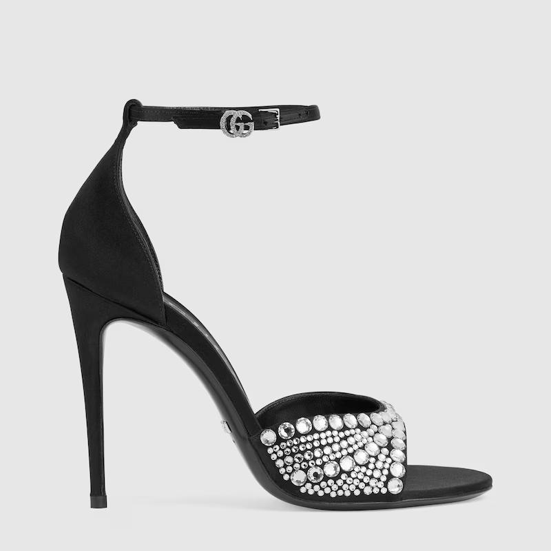 Giày Gucci High Heel Sandals With Crystals Nữ Đen