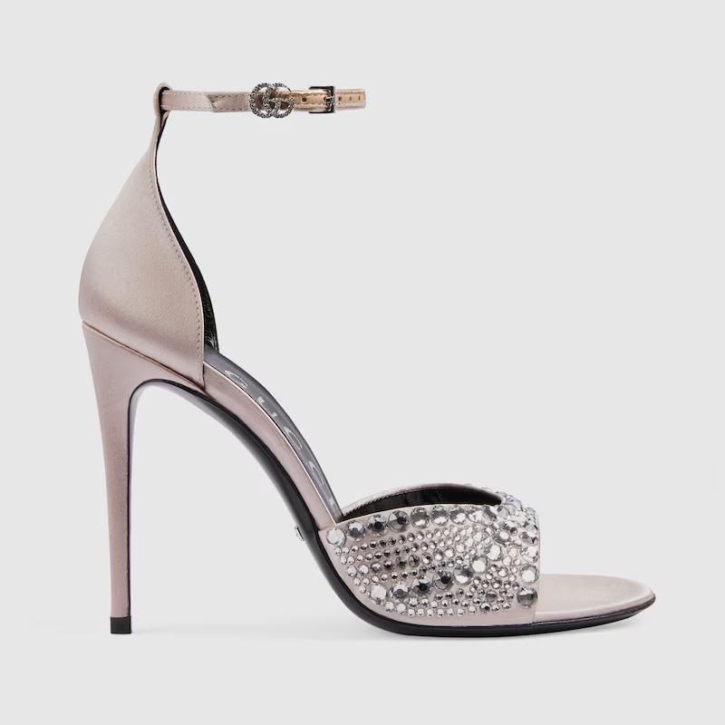 Giày Gucci High Heel Sandals With Crystals Nữ Bạc