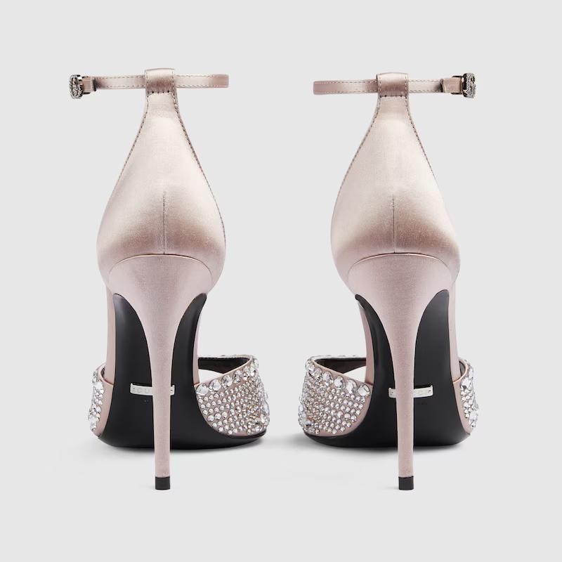 Giày Gucci High Heel Sandals With Crystals Nữ Bạc