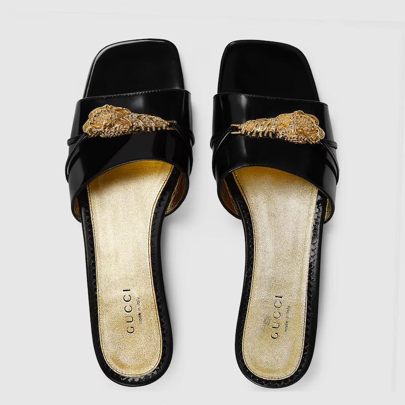 Giày Gucci Slide Sandal With Hardware Nữ Đen