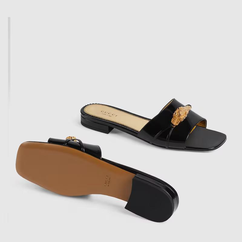 Giày Gucci Slide Sandal With Hardware Nữ Đen