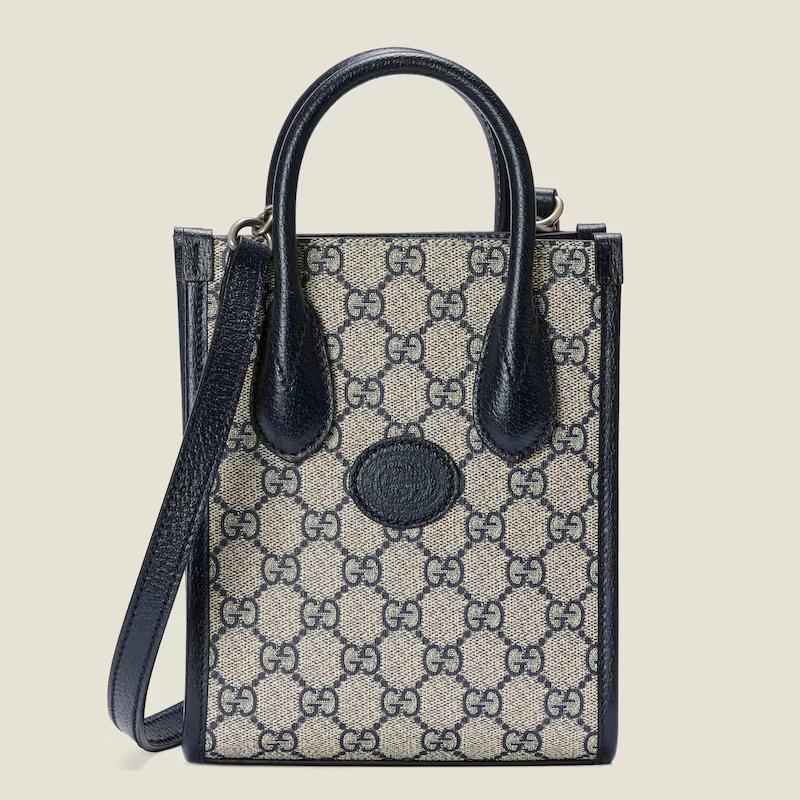 Túi Gucci Mini Tote Bag With Interlocking G Nam Màu Da Xanh