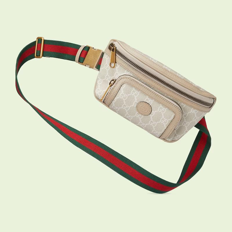 Túi Gucci Belt Bag With Interlocking G Nam Màu Da Trắng