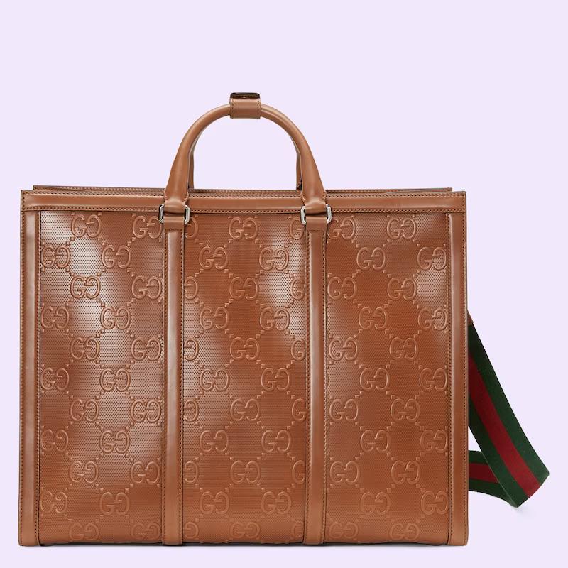 Túi Gucci Gg Embossed Tote Bag Nam Màu Nâu