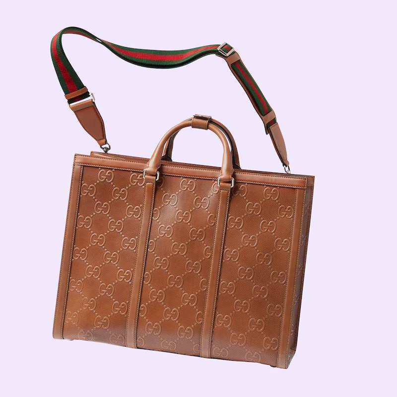 Túi Gucci Gg Embossed Tote Bag Nam Màu Nâu