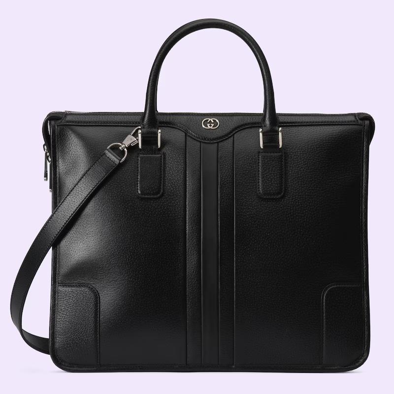 Túi Gucci Briefcase With Interlocking G Nam Màu Đen 