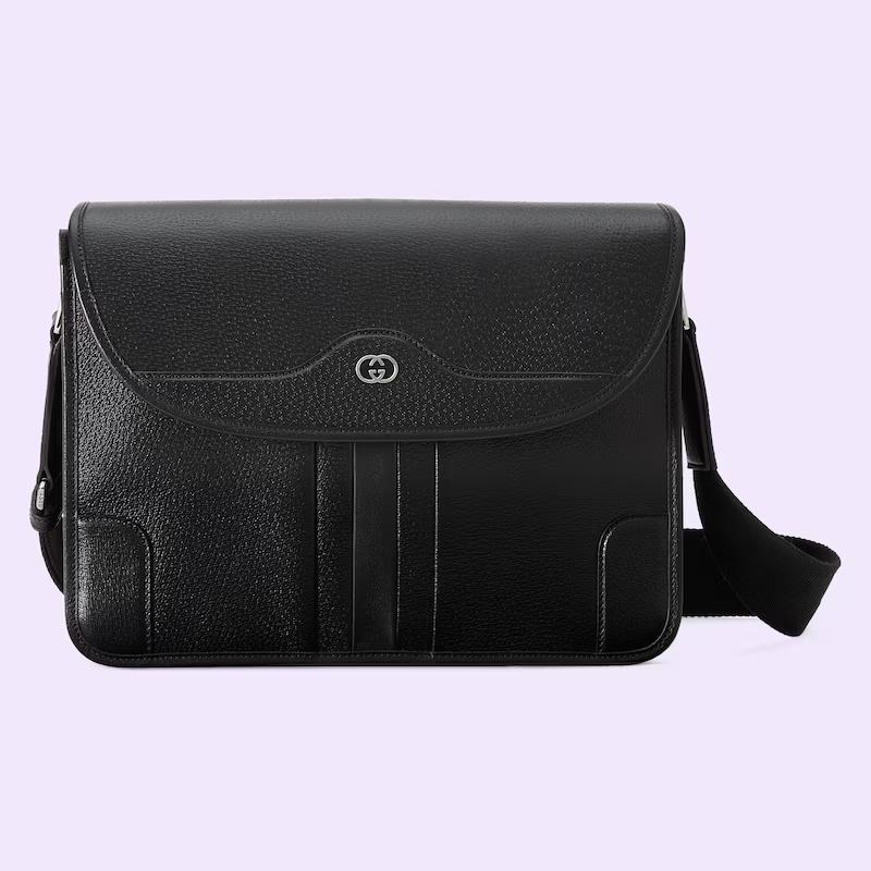 Túi Gucci Crossbody Messenger Bag With Interlocking G Nam Màu Đen 