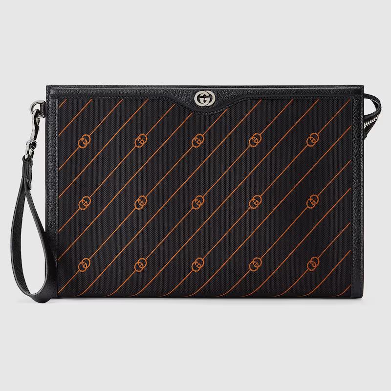 Túi Gucci Interlocking G Pouch Nam Màu Đen Cam