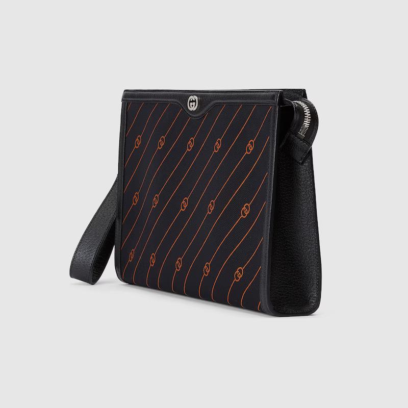 Túi Gucci Interlocking G Pouch Nam Màu Đen Cam