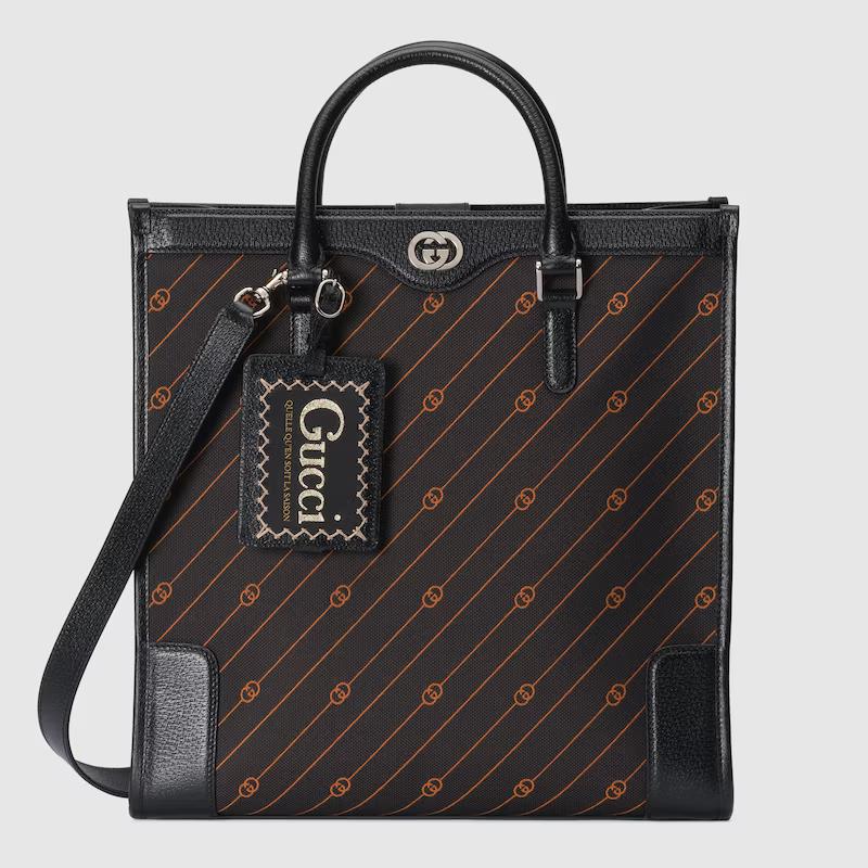 Túi Gucci Interlocking G Jacquard Tote Nam Màu Đen Cam