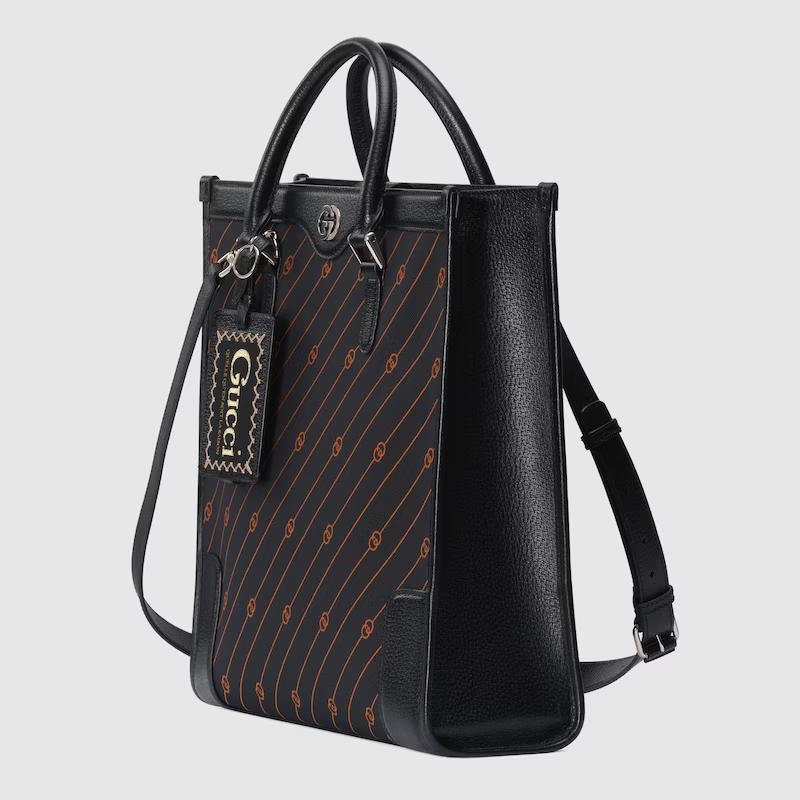 Túi Gucci Interlocking G Jacquard Tote Nam Màu Đen Cam