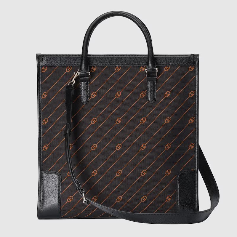 Túi Gucci Interlocking G Jacquard Tote Nam Màu Đen Cam