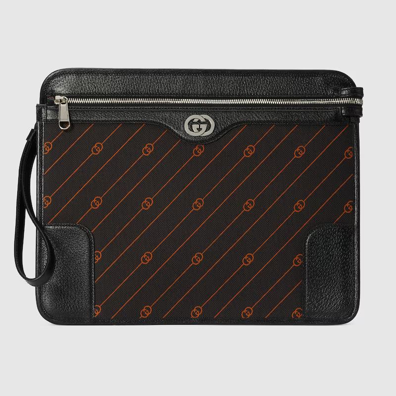 Túi Gucci Interlocking G Jacquard Messenger Bag Nam Màu Đen Cam