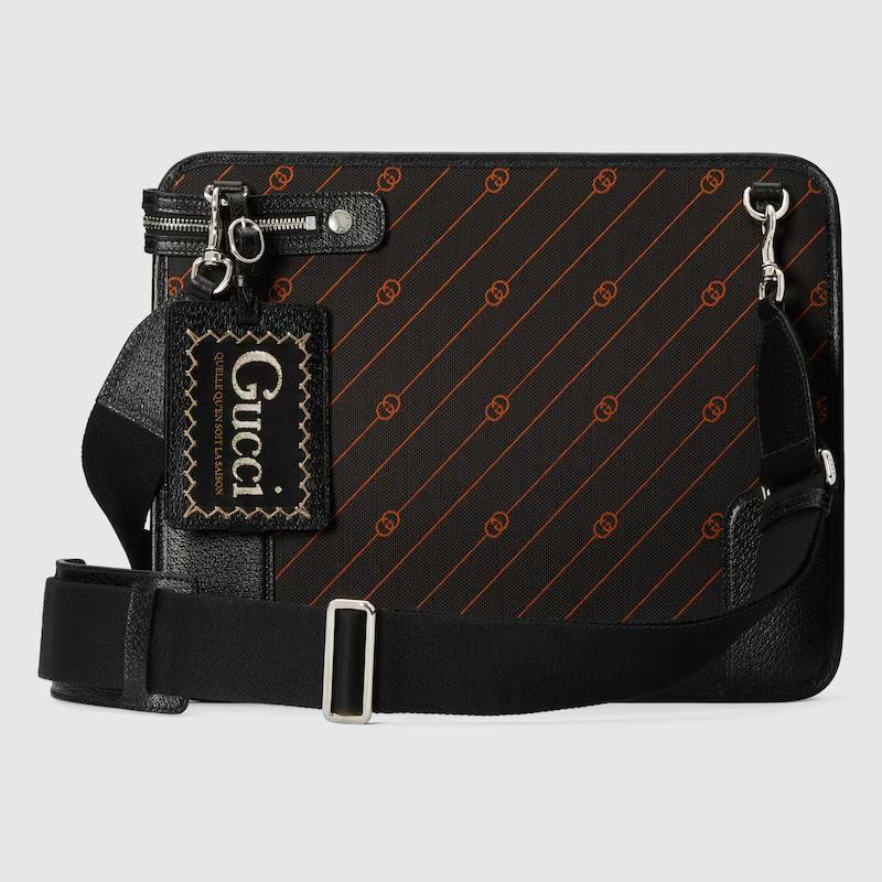 Túi Gucci Interlocking G Jacquard Messenger Bag Nam Màu Đen Cam