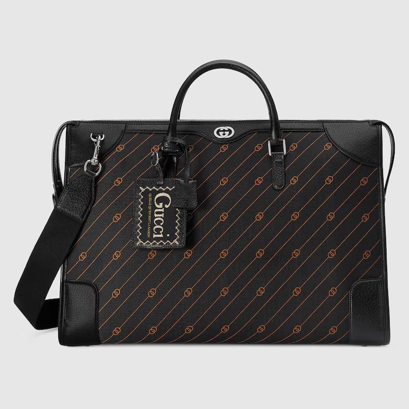 Túi Gucci Interlocking G Jacquard Duffle Bag Nam Màu Đen Cam