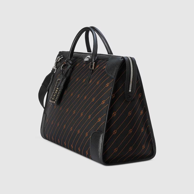 Túi Gucci Interlocking G Jacquard Duffle Bag Nam Màu Đen Cam