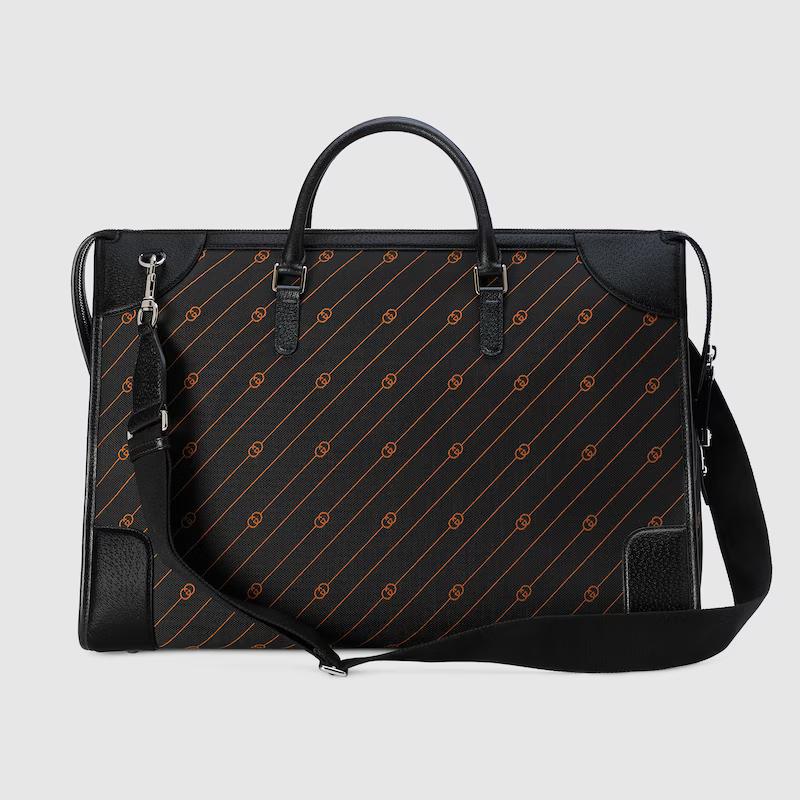 Túi Gucci Interlocking G Jacquard Duffle Bag Nam Màu Đen Cam