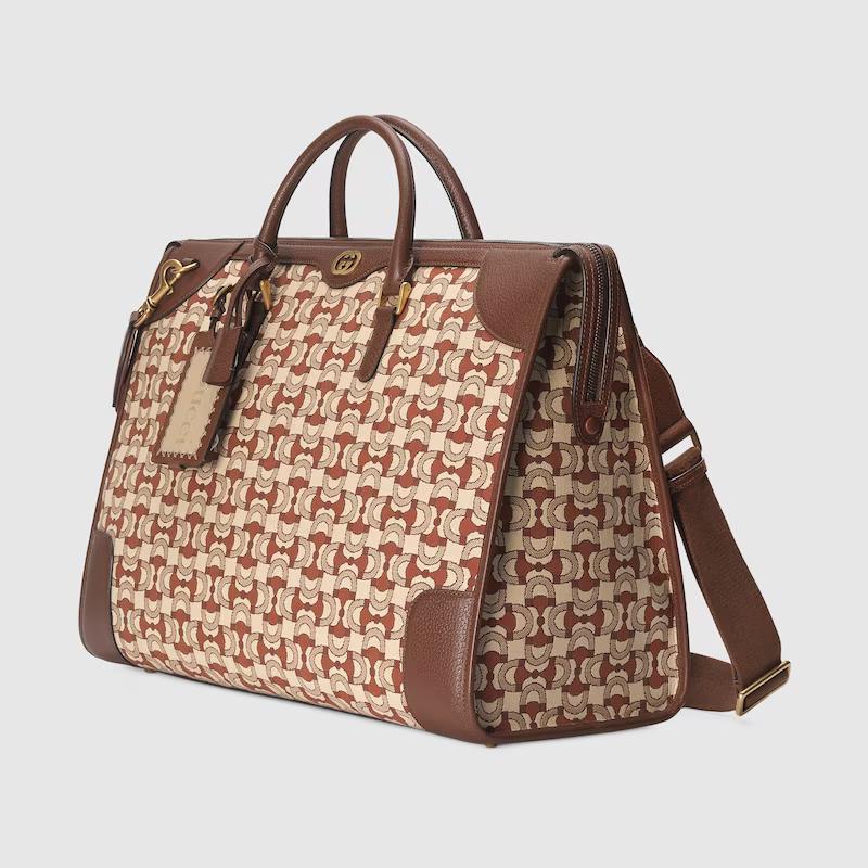 Túi Gucci Interlocking G Jacquard Duffle Bag Nam Màu Đỏ Da