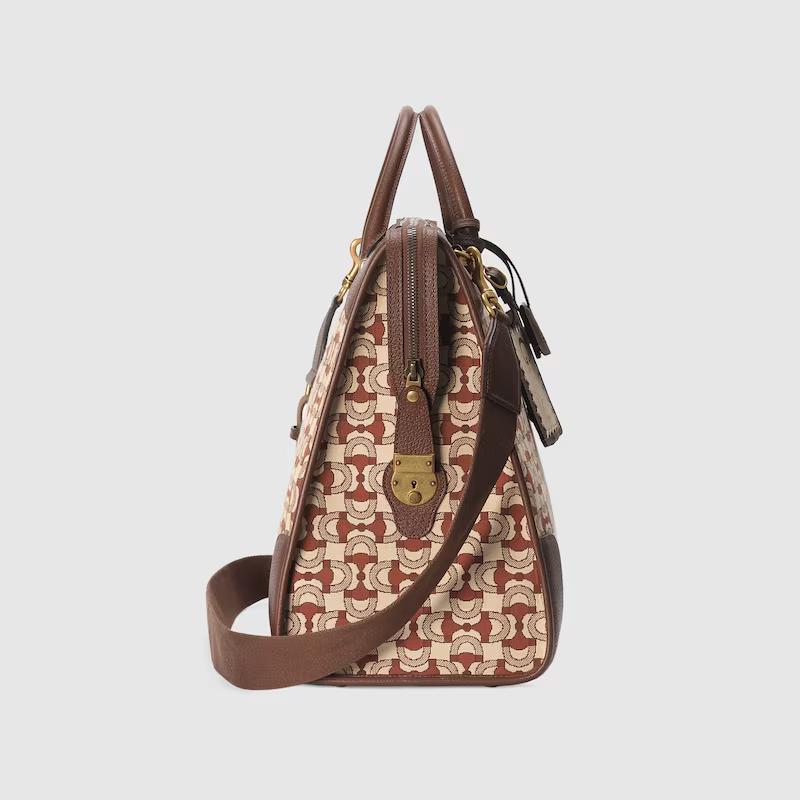 Túi Gucci Interlocking G Jacquard Duffle Bag Nam Màu Đỏ Da