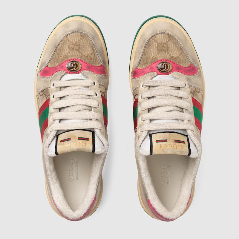 Giày Gucci Screener Leather Sneaker Nữ Xanh Đỏ