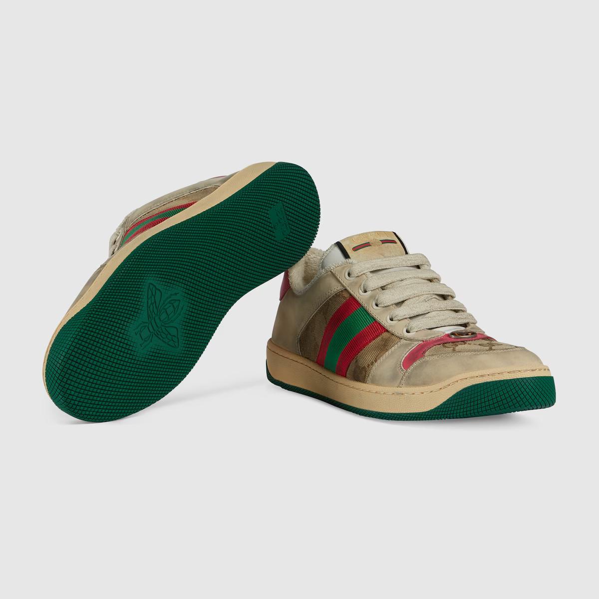 Giày Gucci Screener Leather Sneaker Nữ Xanh Đỏ