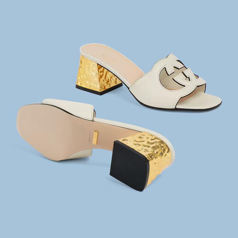 Giày Gucci Interlocking G Cut-Out Sandal Nữ Trắng