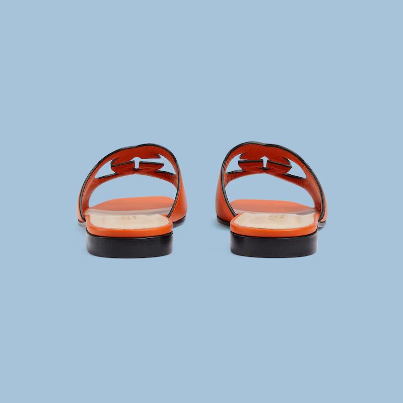 Giày Gucci Interlocking G Cut-Out Slide Sandal Nữ Cam