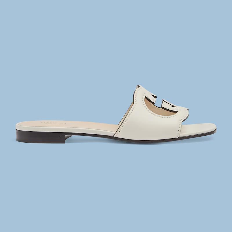 Giày Gucci Interlocking G Cut-Out Slide Sandal Nữ Trắng