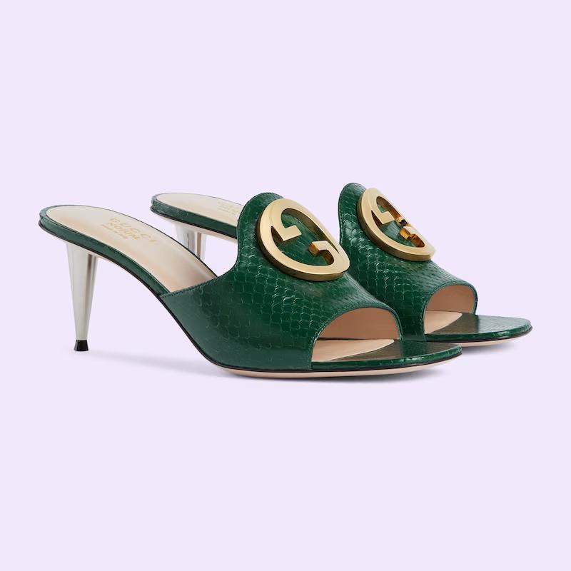 Giày Gucci Nojum Blondie Python Sandal Nữ Xanh