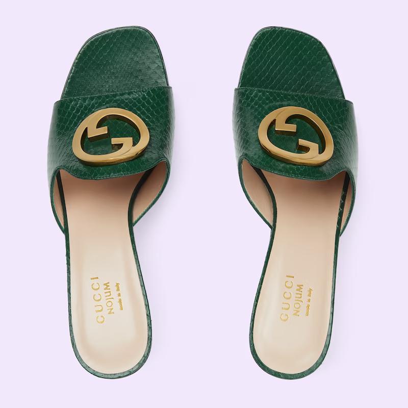 Giày Gucci Nojum Blondie Python Sandal Nữ Xanh