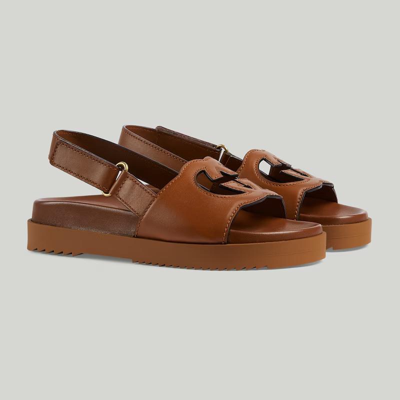 Giày Gucci Interlocking G Sandal Nữ Nâu