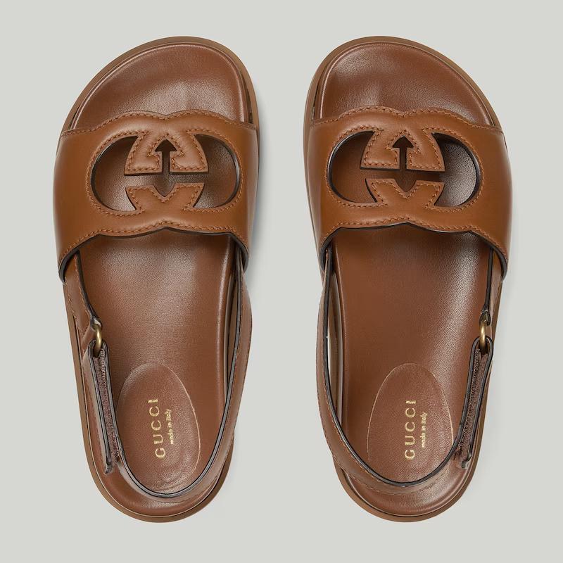 Giày Gucci Interlocking G Sandal Nữ Nâu