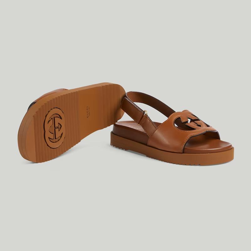 Giày Gucci Interlocking G Sandal Nữ Nâu