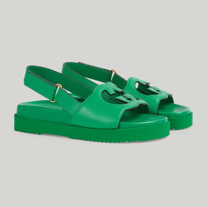 Giày Gucci Interlocking G Sandal Nữ Xanh