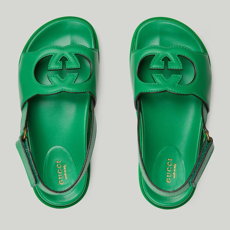 Giày Gucci Interlocking G Sandal Nữ Xanh