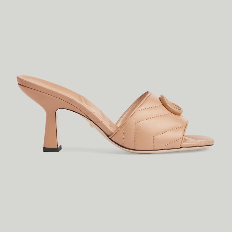 Giày Gucci Double G Mid-Heel Slide Sandal Nữ Da 