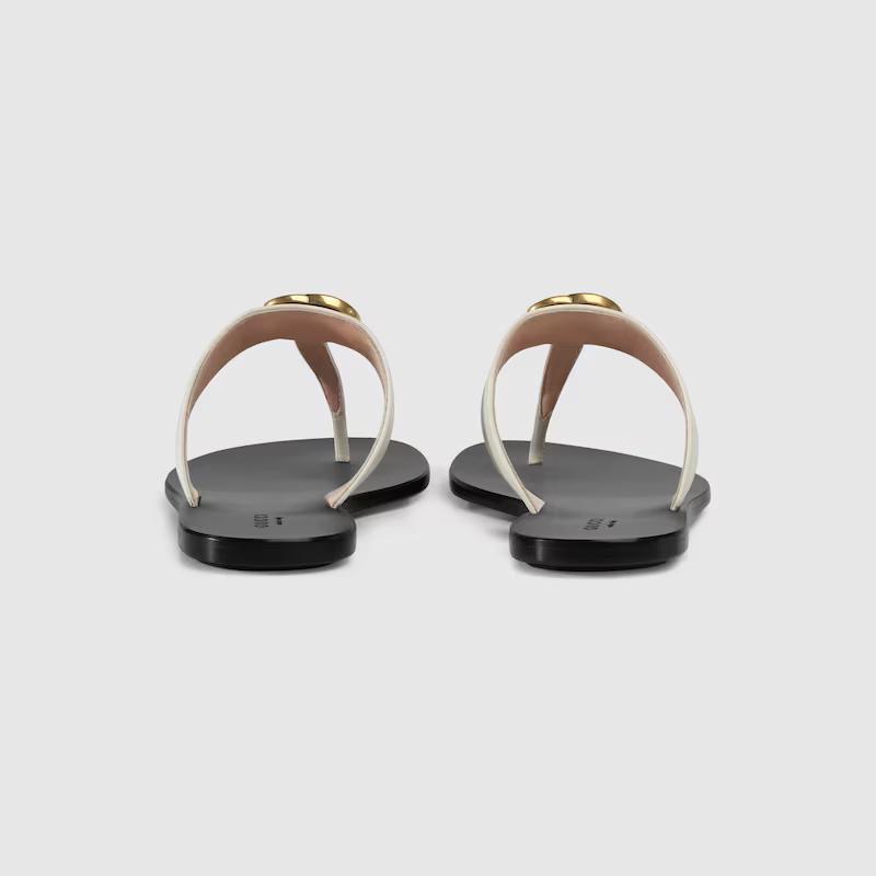 Giày Gucci Leather Thong Sandal With Double G Nữ Trắng