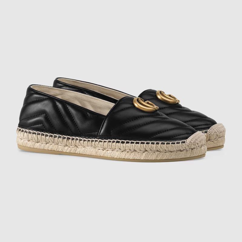 Giày Gucci Leather Espadrille With Double G Nữ Đen Da