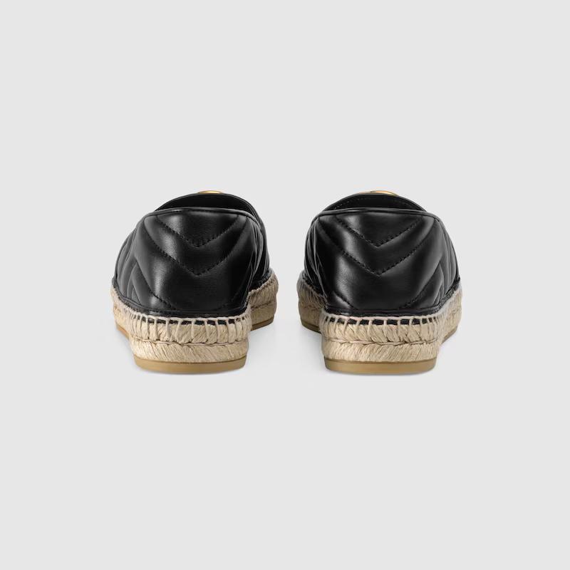 Giày Gucci Leather Espadrille With Double G Nữ Đen Da