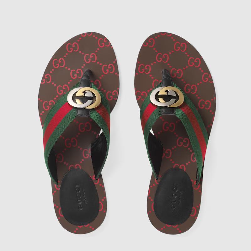 Giày Gucci Gg Thong Web Sandal Nữ Đen