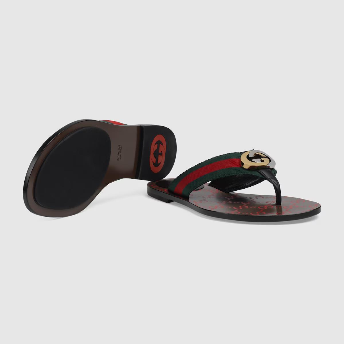 Giày Gucci Gg Thong Web Sandal Nữ Đen