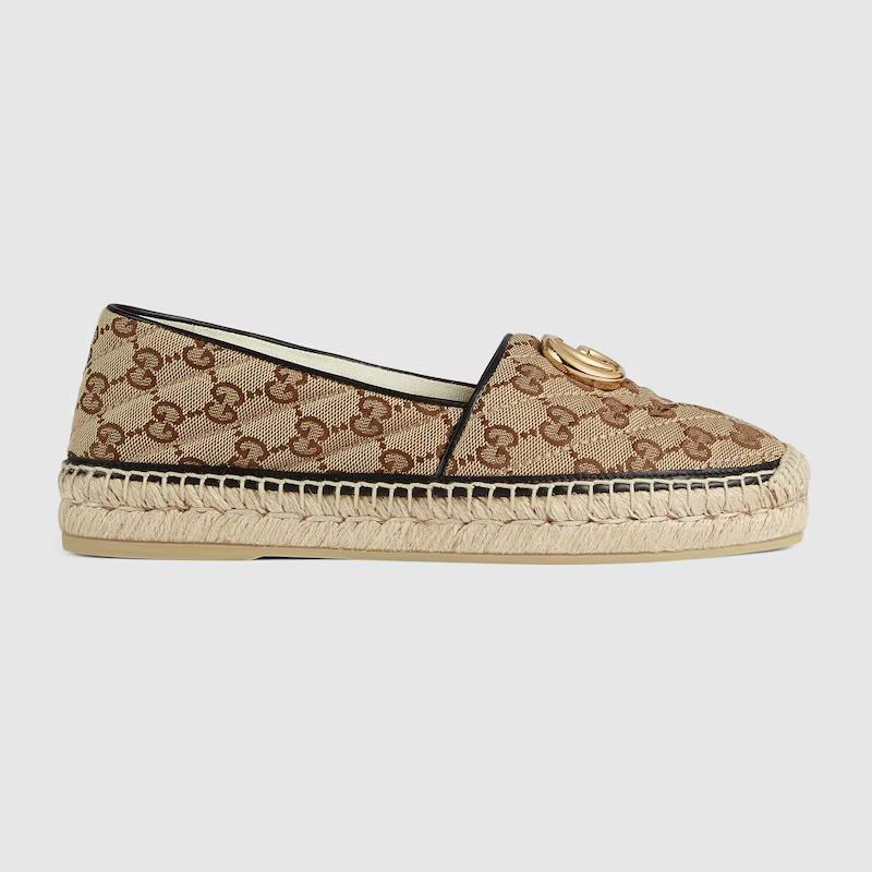 Giày Gucci Gg Matelassé Canvas Espadrille Nữ Da Nâu