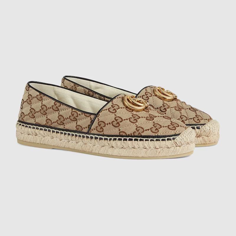 Giày Gucci Gg Matelassé Canvas Espadrille Nữ Da Nâu