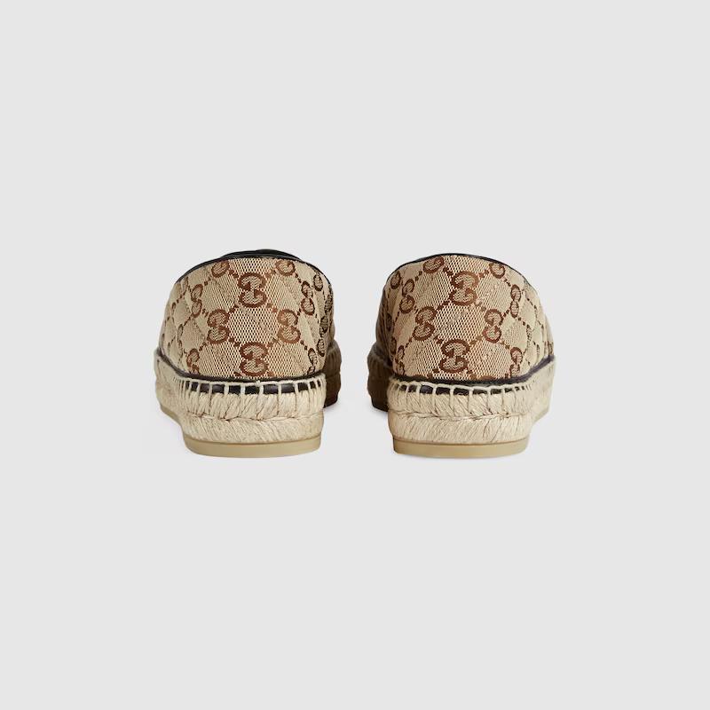 Giày Gucci Gg Matelassé Canvas Espadrille Nữ Da Nâu